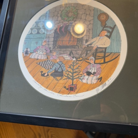 Framed Christmas Eve by P. Buckley Moss from 1991 - Picture 2 of 6